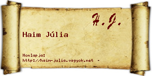 Haim Júlia névjegykártya