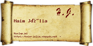 Haim Júlia névjegykártya